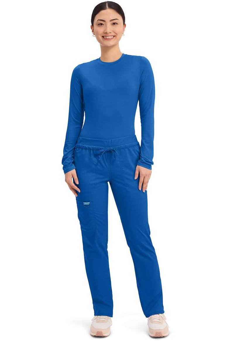 Cherokee Scrubs for Women Mid Rise Tapered Leg Drawstring Pant with 5 Pockets, Cargo Bottom with 2 Way Stretch Fabric - WW105P, XL Petite, Royal - Image 5